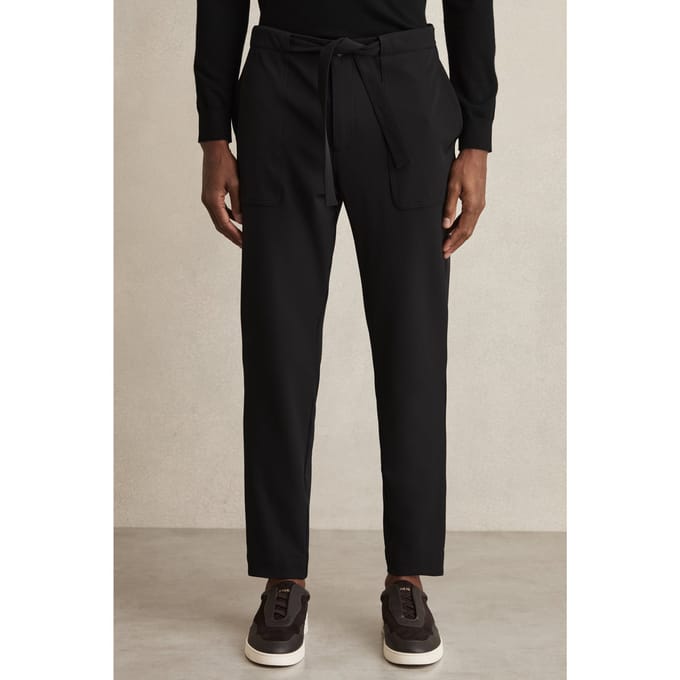 Reiss Relaxed Belted Technical Trouser Black Taglia: W30 | Pantaloni cargo Outlet | Uomo | Nero