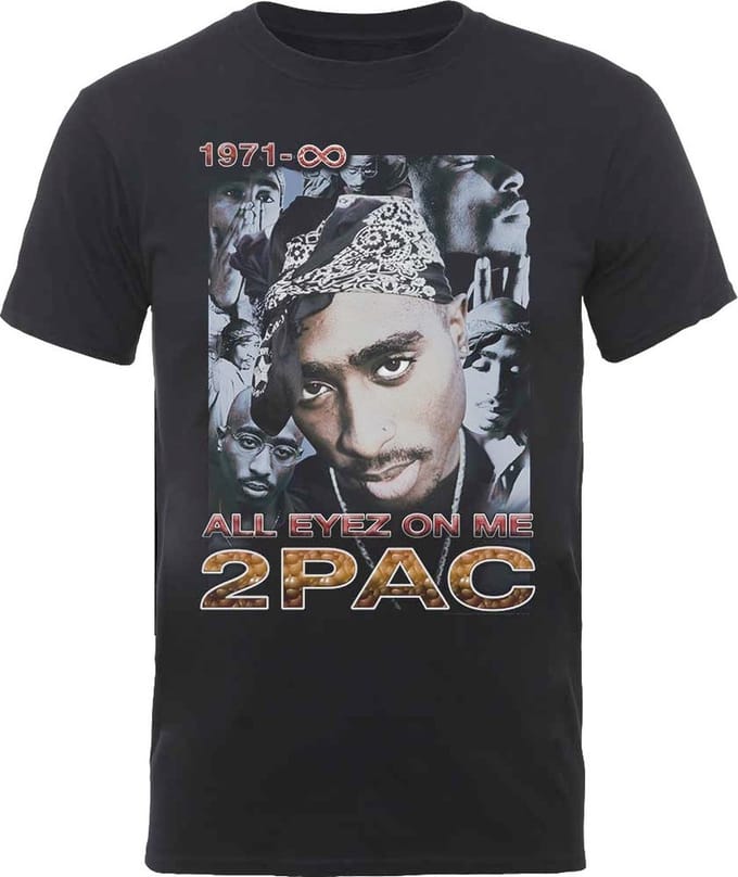 Tupac - All Eyez 1971 Mens Tshirt - M - Zwart