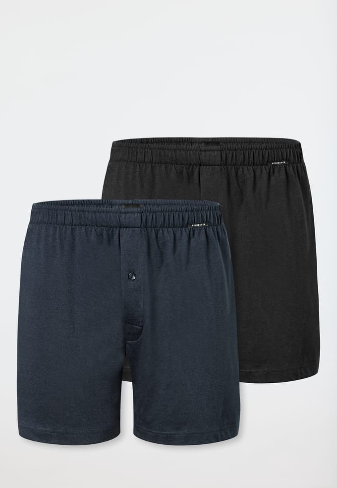 Boxershorts, set van 2, jersey, zwart/petrol - multipacks boxershorts 14