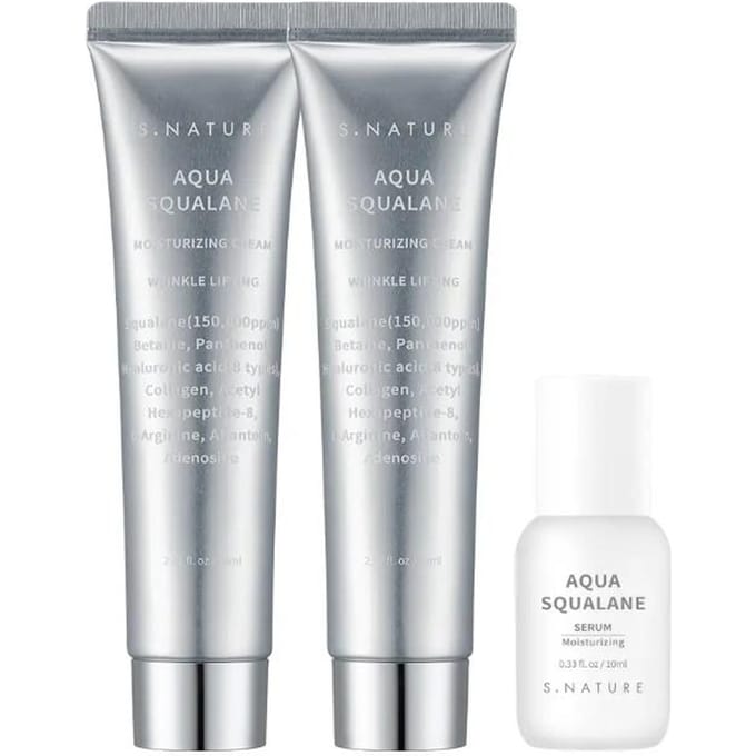 S.NATURE Aqua Squalane Hydraterende Crème Set (60ml*2 + 10ml Serum) 1 set white
