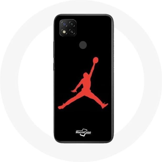 Coque - Maniacase - Xiaomi Redmi 9C - Souple - Rouge - Michael Jordan Logo rouge