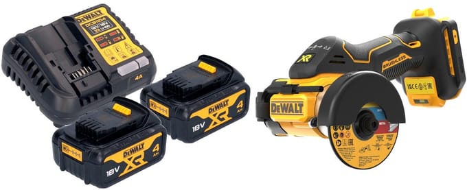 DeWalt DCS 438 M2 accu multimaterialensnijder 18 V 76 mm borstelloos + 2x accu 4.0 Ah + lader