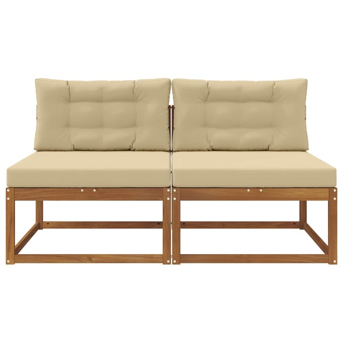 vidaXL - Buiten - Midden - Sofa - met - kussen - 2 - Stuk - Naturel