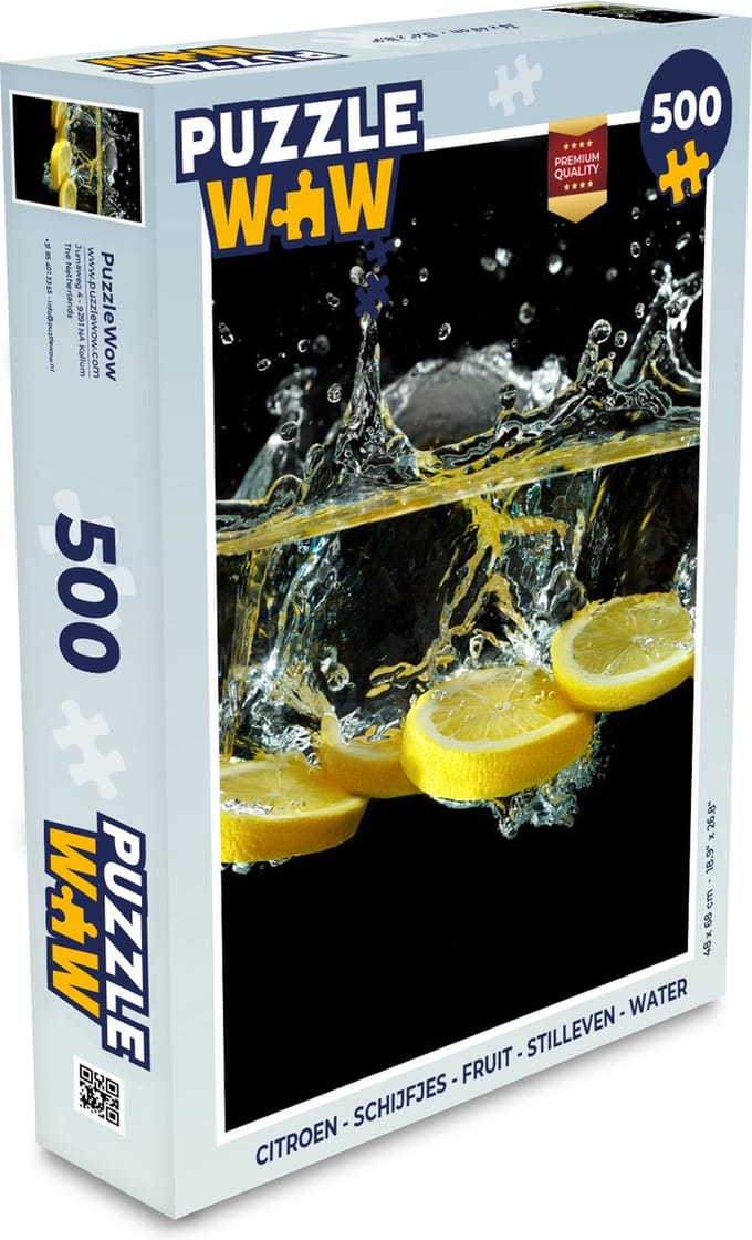 Puzzel Citroen - Fruit - Geel - Stilleven - Water - Legpuzzel - Puzzel 500 stukjes