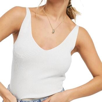 Jacqueline de Yong witte dames top   V-hals   Slim Fit   Mouwloos Wit XXL