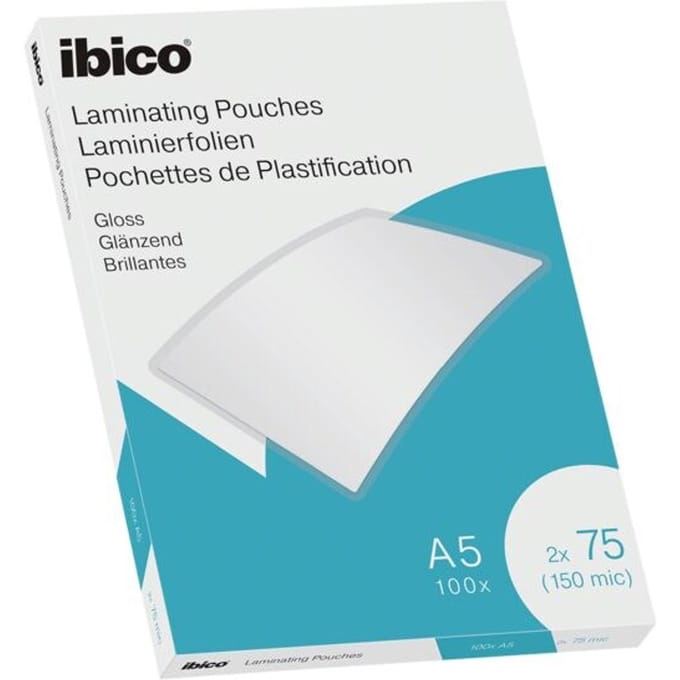 Ibico Lamineerhoezen - A5 documenten - 2x75 Micron - Glanzend - 100 stuks
