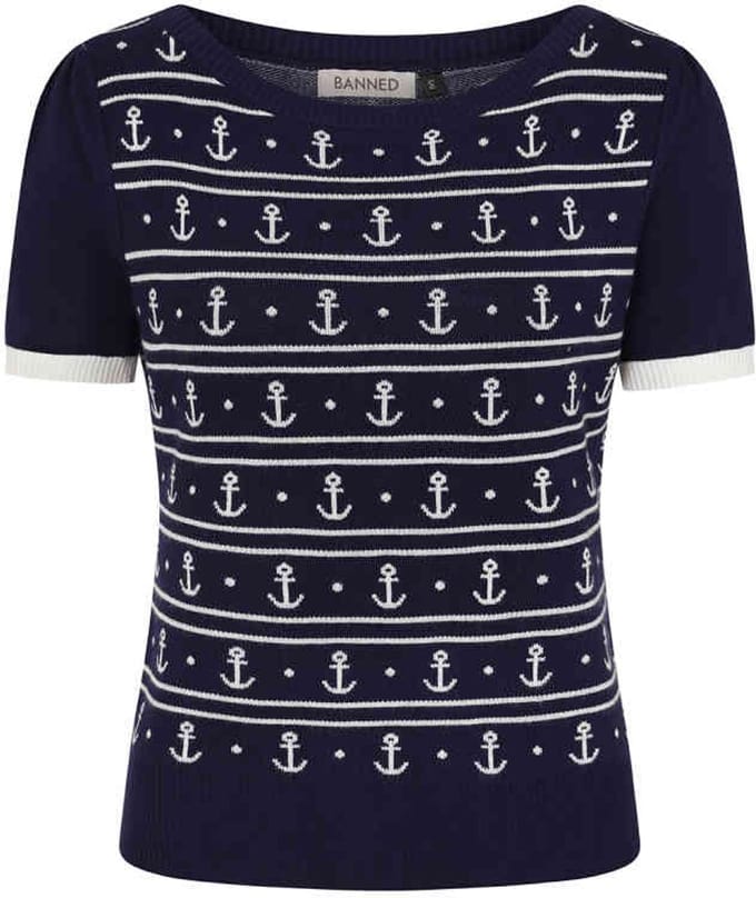 Banned - Nellie Anchors Gebreide trui - S - Blauw
