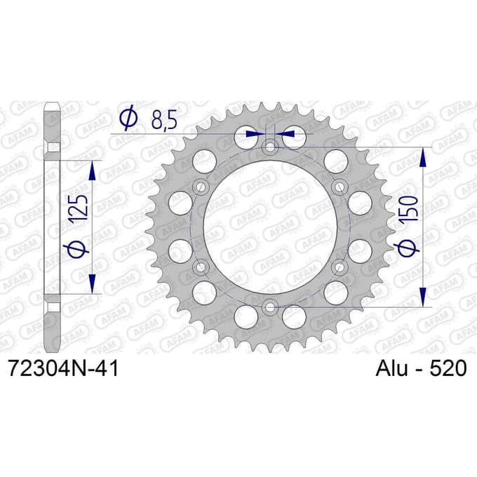 Aluminium tandwiel achter Afam 520 41 dents