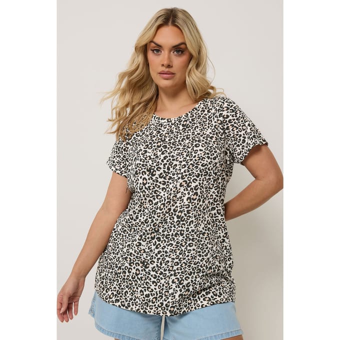 Yours Top Met Luipaardprint En Korte Mouwen Size 58-60