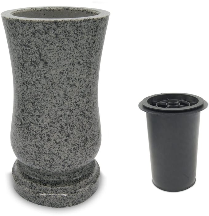 pot van hars met graniet-achtige look, groen "Veolia", 15 x 27 cm