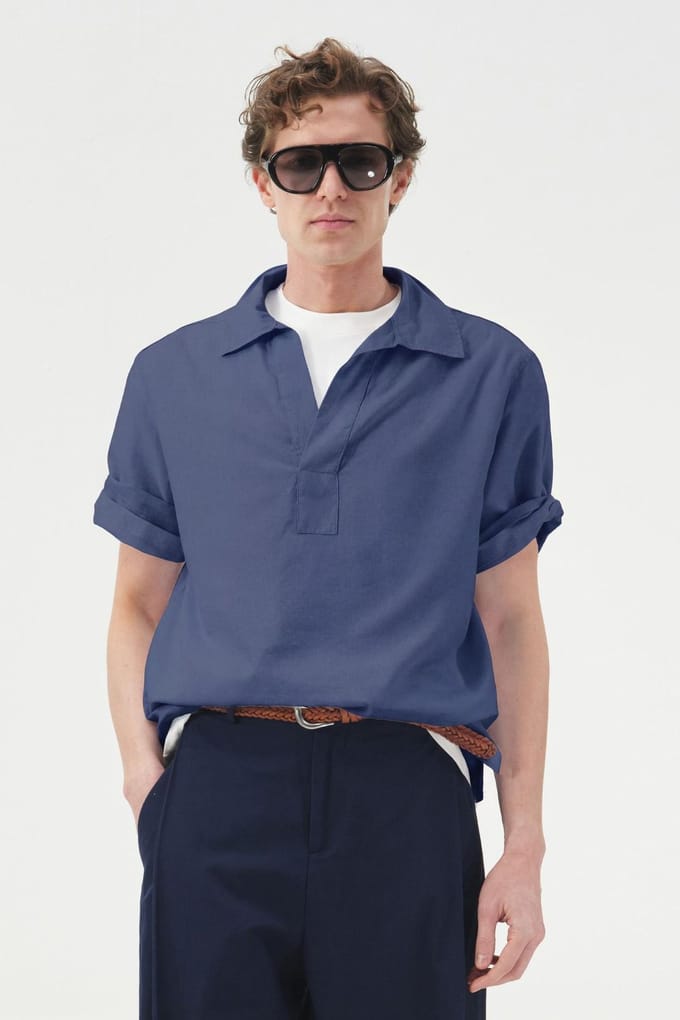 Heren Katoenen Poplin Korte Mouwen Shirt