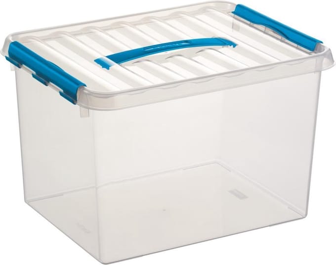 Sunware Q-Line opbergbox 22L - 40x30x26 cm - Transparant/Blauw