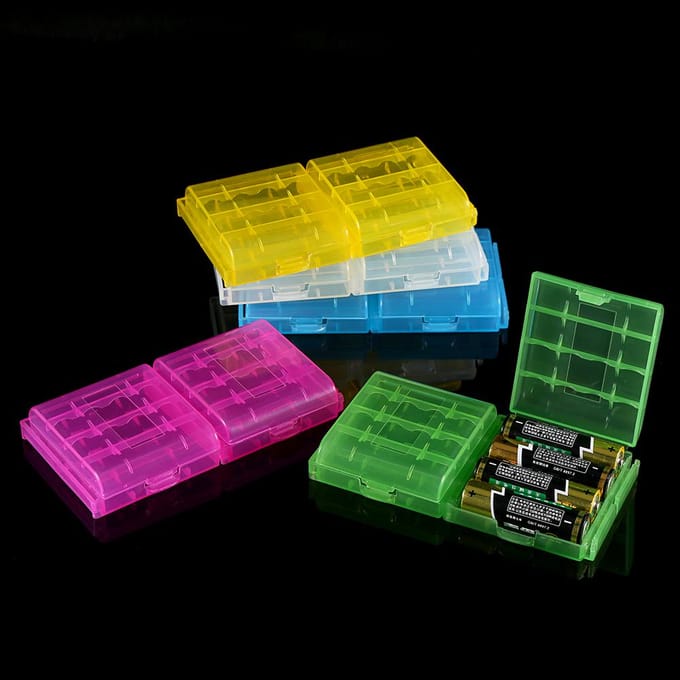 5 Kleuren Multifunctionele Transparante Harde Plastic Opbergdoos Houder Voor AA AAA Batterij blue