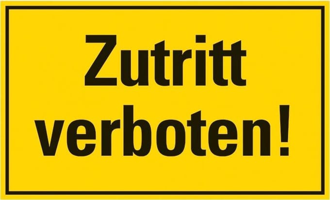 Pickup kunststoff Schild 33x20 cm ZUTRITT VERBOTEN!