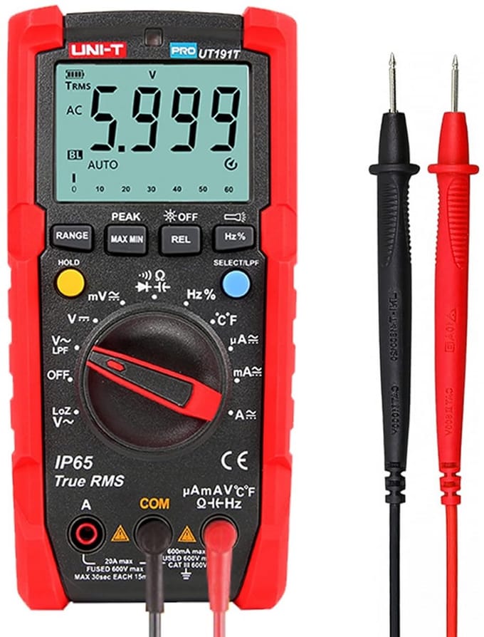 Professionele IP65 Multimeter - AC/DC Spanning, Stroom & Temperatuur Meting