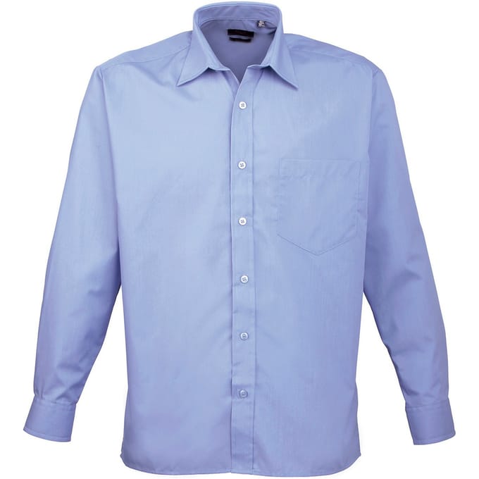 Premier Heren Popeline Overhemd Met Lange Mouwen (Middenblauw)