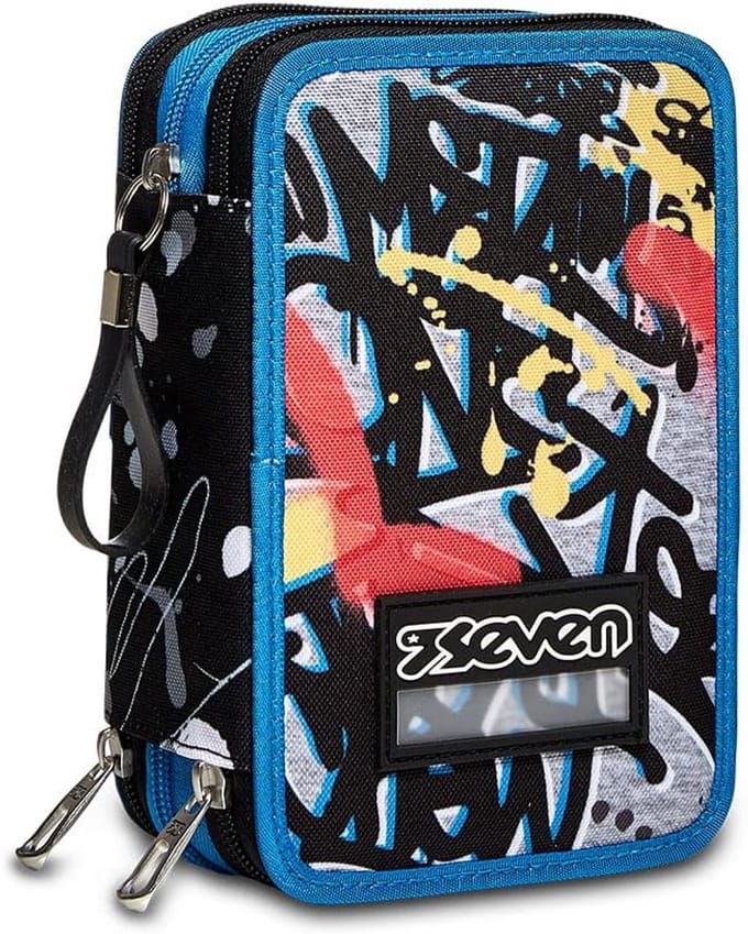 Etui met 3 vakken, modern design voor school en vrije tijd