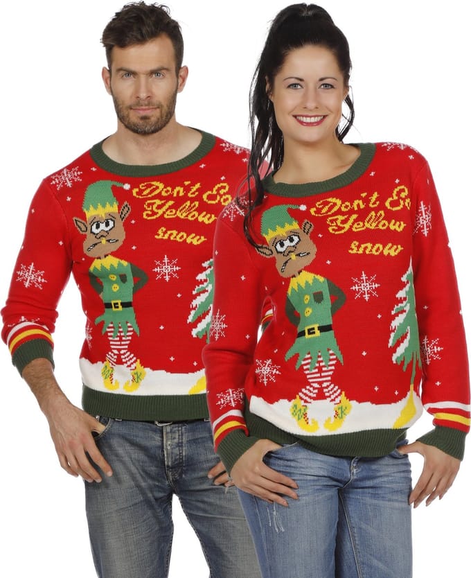 Foute Kersttrui rood met kerstelf - Maat S
