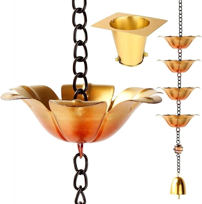 Regenketting - Waterafvoer - Tuindecoratie - Watervaleffect - 275cm - Zwart