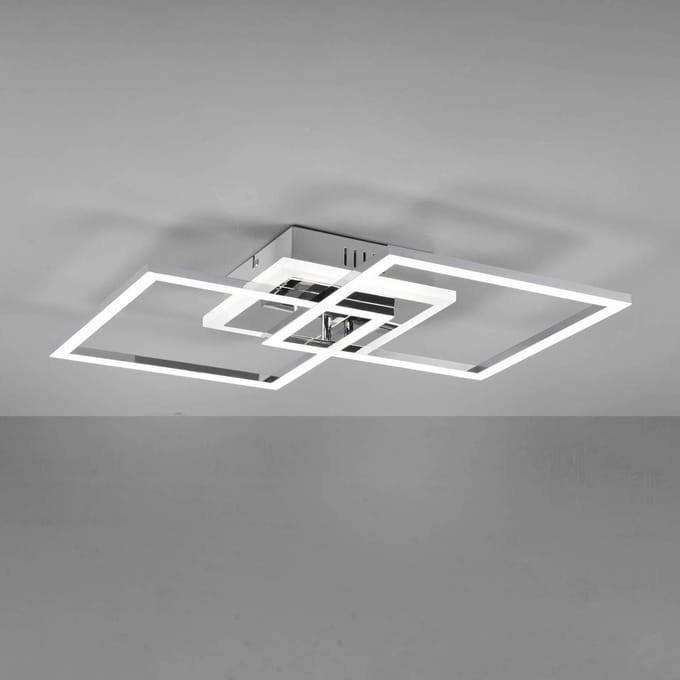Reality Leuchten LED plafondlamp Venida, vierkant, chroom