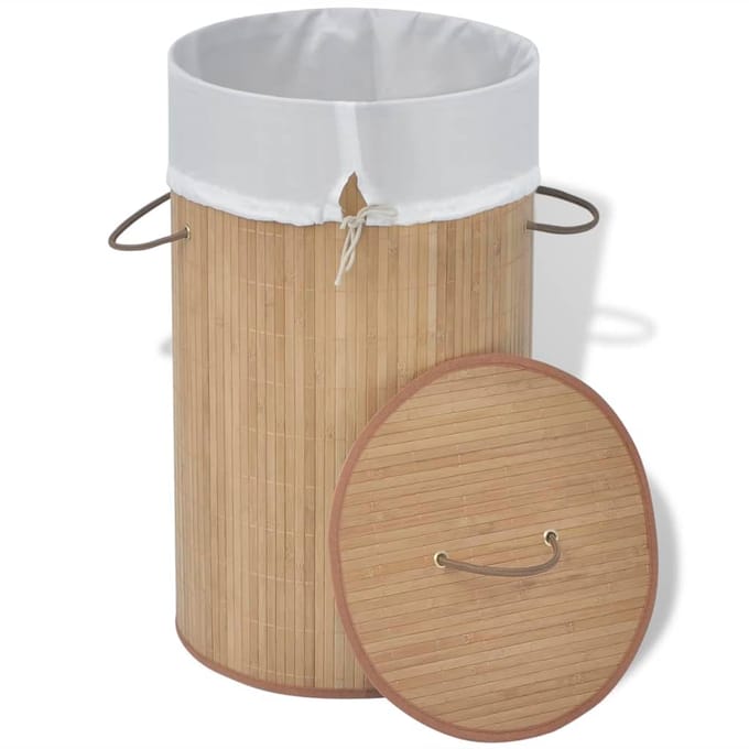 vidaXL - Wasmand - rond - bamboe - natuurlijk