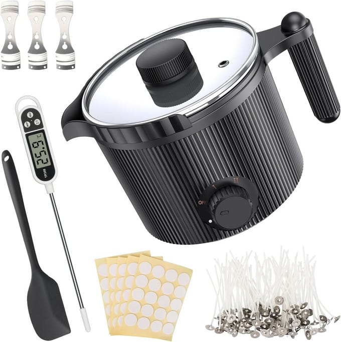Kaarsenwassmelter met schenktuit voor beginners – Complete kaarsenmakerset inclusief accessoires