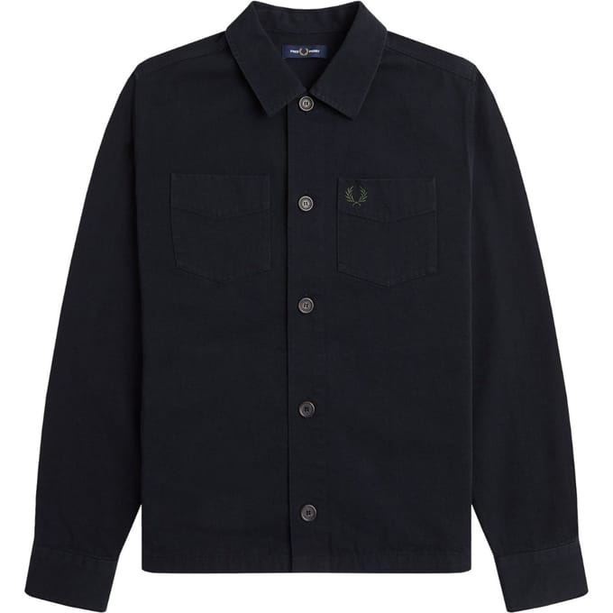 Fred Perry Effen Zwarte Twill Overhemjas