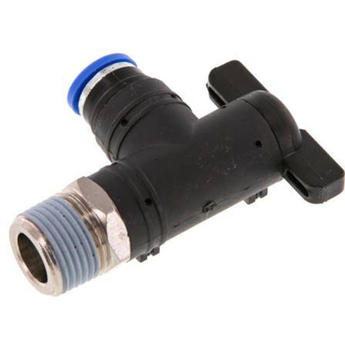 8 mm - R3/8'' Kunststof/Messing L-stuk 2-Weg Kogelkraan