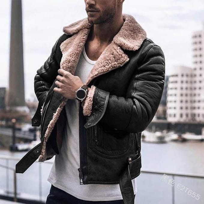 Heren Jas met Geïntegreerde Vacht Imitatieleer Jas 3XL gray