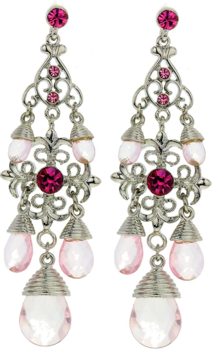 Behave - Oorhangers met roze stenen - Elegante stijl - 8 cm