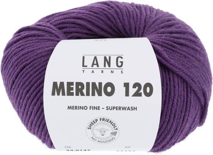 Lang Yarns Merino 120 - 147 paars - Merinowol Garen