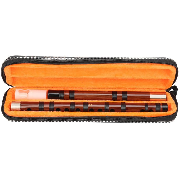 GKey Bamboe Fluit Verfijnd Chinees Wind Letterteken Instrument Dizi Set met Stoffen Doos orange