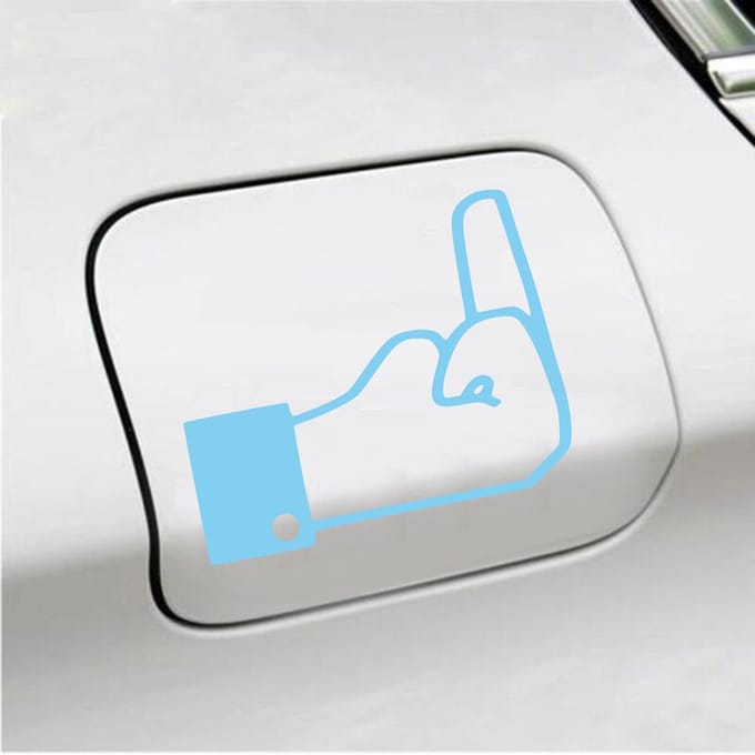 Bumpersticker - FB Middelvinger - 10 X 13 - Licht Blauw