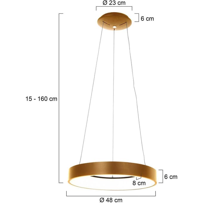 Steinhauer LED hanglamp Ringlede, Ø 48 cm, goud