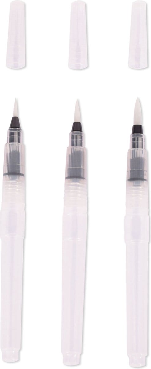 Vaessen Creative Waterbrush Pen - Fijne Punt - 3 stuks