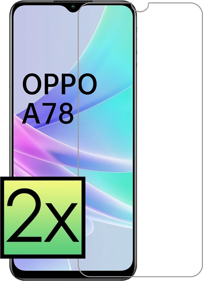 Screenprotector - 2 Stuks - Geschikt voor OPPO A78 5G - Full Cover - Beschermglas - Gehard Glas - Tempered Glass - Screen Protector