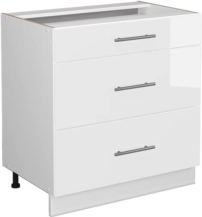 Ladeonderkast 80 cm Wit Hoogglans - Modulaire Keukenunit met Softclose