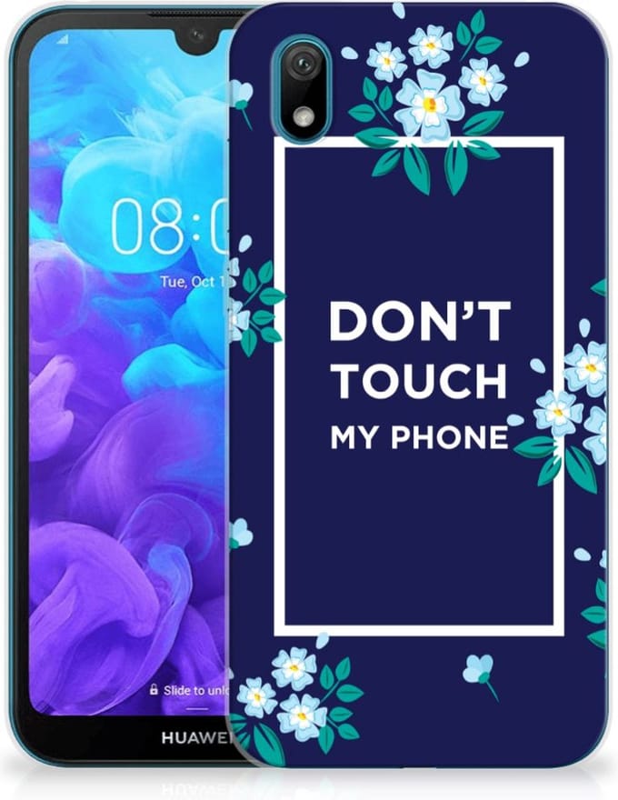 Huawei Y5 (2019) Silicone-hoesje Flowers Blue DTMP