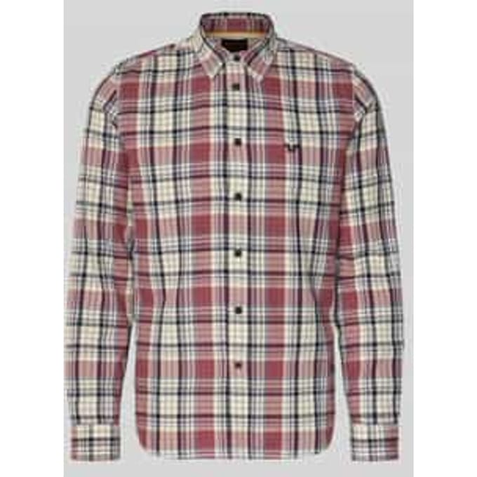 regular fit vrijetijdsoverhemd met kentkraag en label-stitching