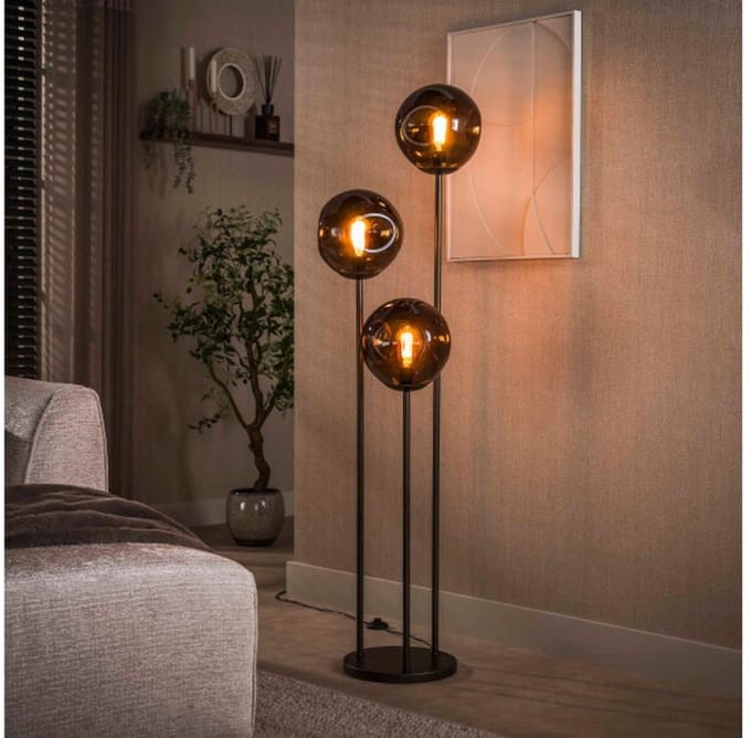Vloerlamp Stellar getrapt 3L - Sienna bruin - 32x32x164 cm