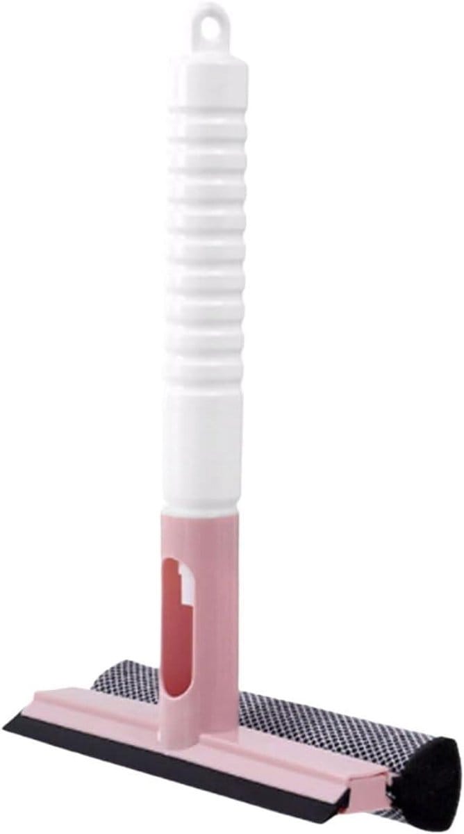 Multifunctionele Trekker - Schoonmaak Rakel - Glas Reinigen - Met Geïntegreerde Spons - 20 cm Breed - Lichtrood