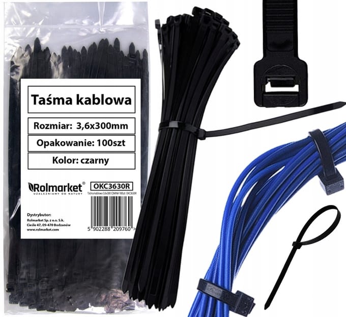 100x Zwarte Kabelbinders 3,6x300mm - Sterk en Weerbestendig