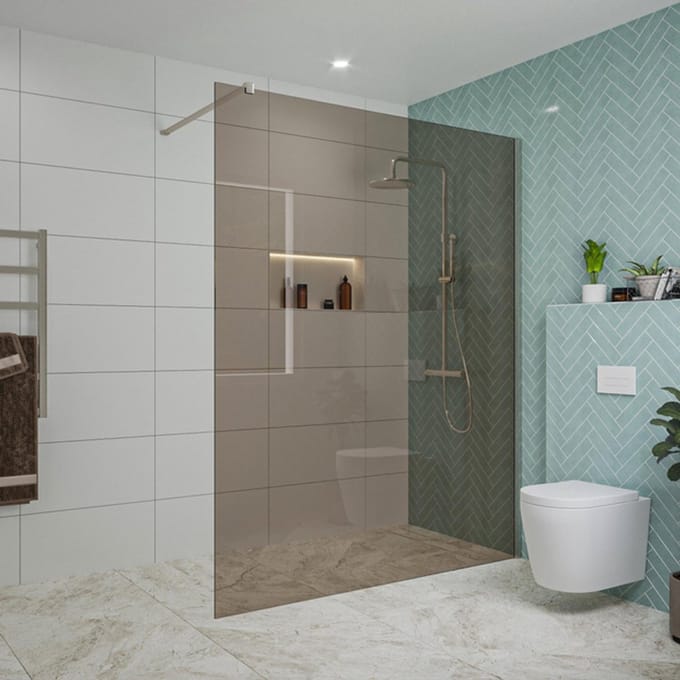 FugaFlow Eccelente Vetro inloopdouche badkamer - 160x200cm - rookglas - wandarm - geborsteld RVS