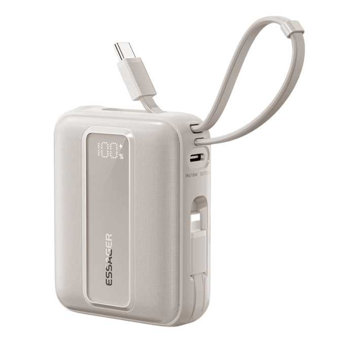 Essager Quick Charge Compact Powerbank met Kabels Titanium 10.000 mAh