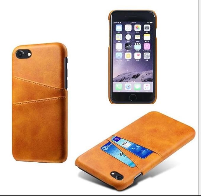 Hybride Back Cover met 2 Opbergvakjes voor iPhone 7 _ Bruin