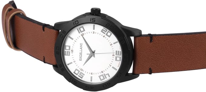 EXCELLANC herenhorloge imitatieleer Mineralglas