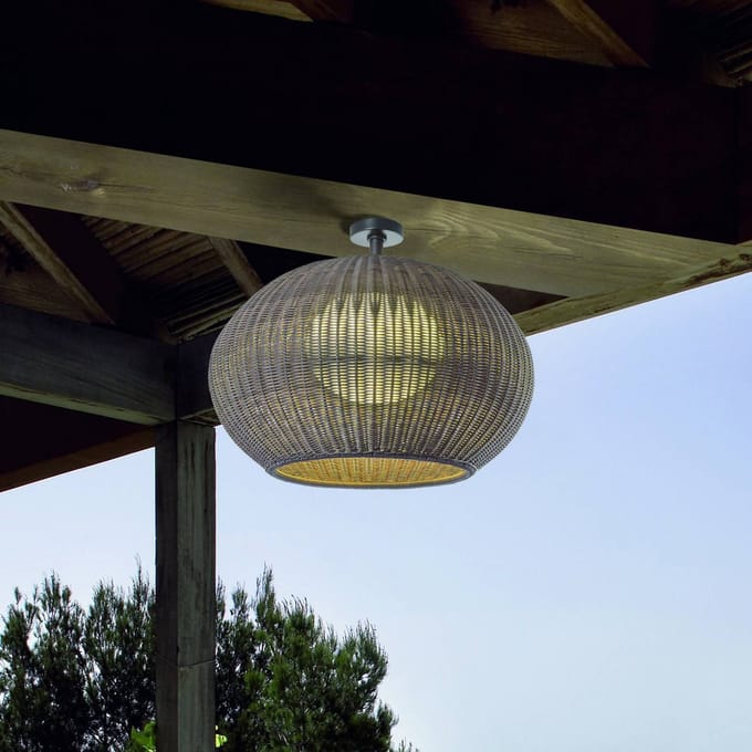 Bover LED buiten plafondlamp Garota, wit/ivoorkleurig