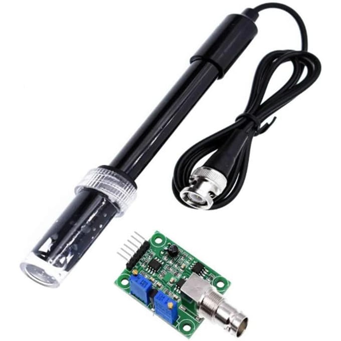 PH0-14 Waardedetectiesensormodule + PH-elektrodesonde BNC met kabel PH-waardedetector voor zwart