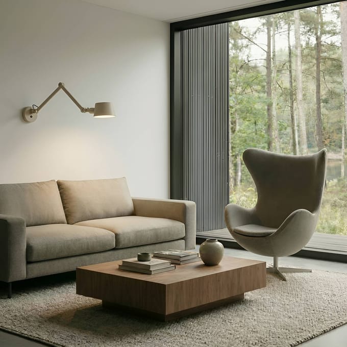 Lucande - wandlamp - 1licht - metaal - H: 14 cm - E27 - beige