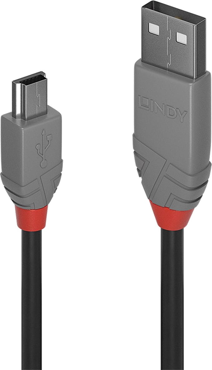 LINDY 36725 USB-kabel USB 2.0 USB-A stekker, USB-mini-B stekker 5.00 m Zwart